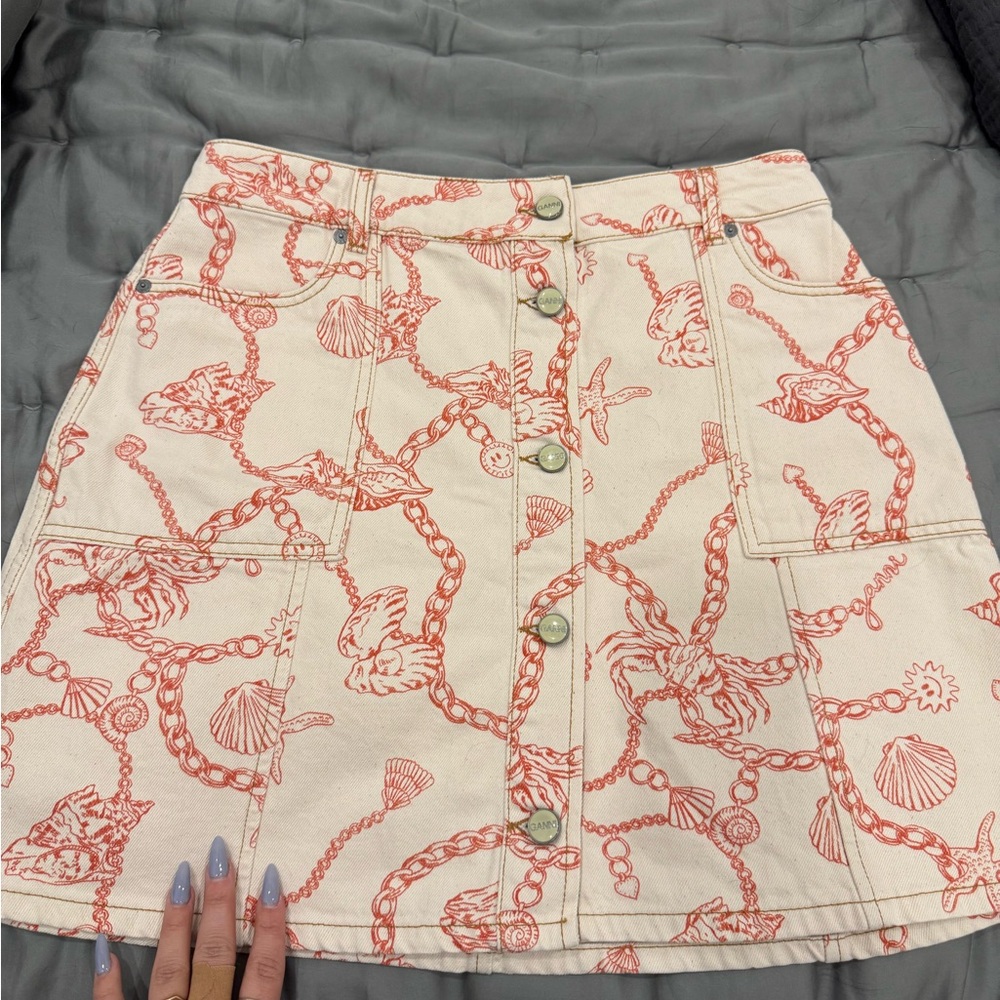 Ganni - Patterned Button-Front Mini Skirt